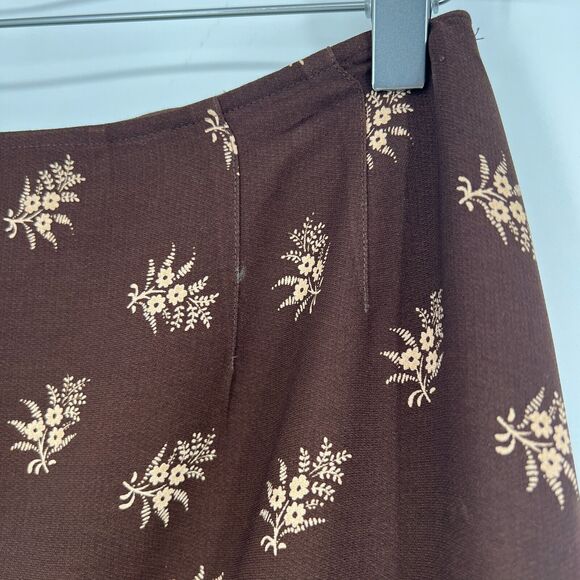Emmanuel Ungaro Liberte Wrap Skirt Womens 4 Midi Brown Floral Boho Festival - Picture 5 of 8